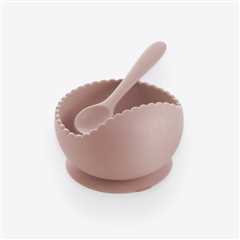 Blush Wavy Baby Feeding Suction Bowl & Spoon Set