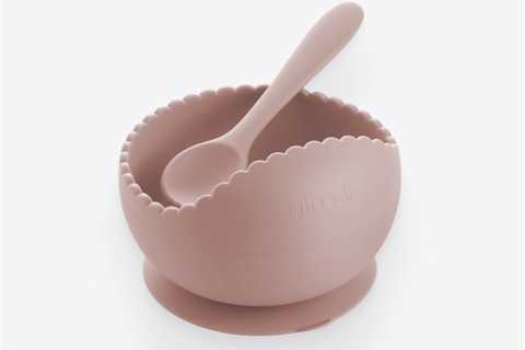 Blush Wavy Baby Feeding Suction Bowl & Spoon Set