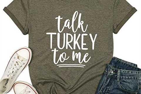 Talk Turkey to Me T Shirt Women Thanksgiving Funny Letter Print Short Sleeve Casual Tee Tops