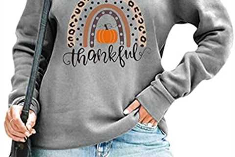 KIMSOONG Thanksgiving Shirt Sweatshirt Women Rainbow Graphic Shirt Funny Pumpkin Sweatshirt Fall..