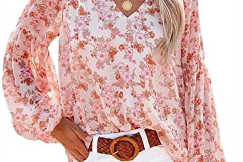 Utyful Womens Long Sleeve Blouse Boho Tops for Women Casual Floral Dressy Blouses V Neck Shirts