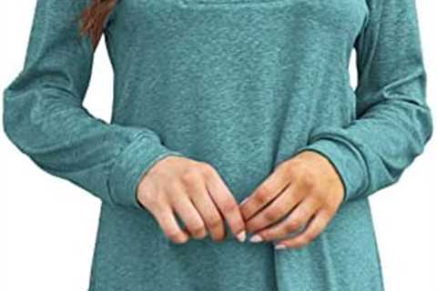 Bluetime Women’s Fall Long Sleeve Cowl Neck Button Tunic Tops Lightweight Sweatshirts