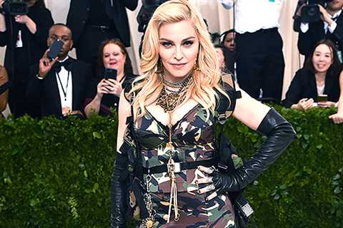 Madonna Rocks Black Dress & Fishnet Stockings For 64th Birthday: Video – Hollywood Life