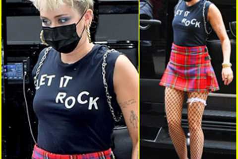 Miley Cyrus Rocks Fishnet Stockings & a Plaid Skirt While Out in the Big Apple! | Miley Cyrus