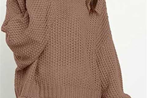 ZESICA Women’s Turtleneck Batwing Sleeve Loose Oversized Chunky Knitted Pullover Sweater Jumper Tops