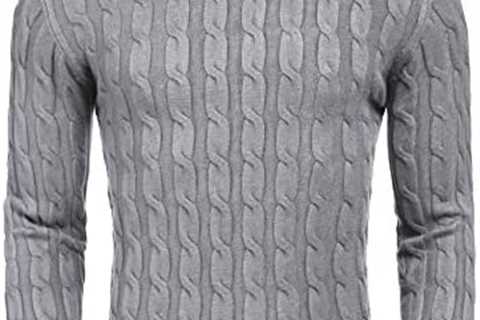 COOFANDY Men’s Slim Fit Turtleneck Sweater Casual Twisted Knitted Pullover Sweaters