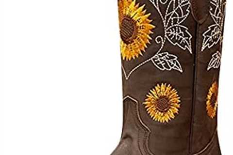 Boots for Women Low Heel Zipper Size Round Boots Embroidered Heel Short Women’s Plus Toe Boots..