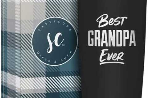 SassyCups Best Grandpa Ever | 20 Oz Engraved Black Stainless Steel Insulated Travel Mug with Straw..