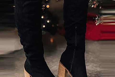 High Heels Boots for Women Boots Up Zip Squared Ladies Thigh Toe Boots Shoes Cowboy Women’s for..