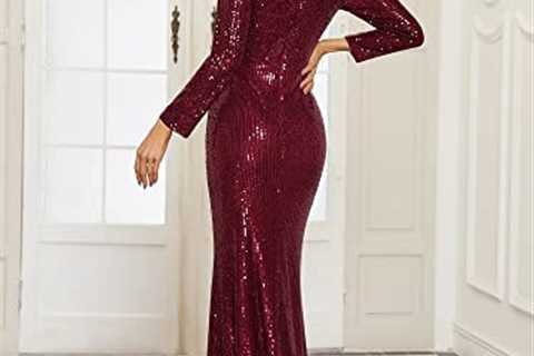 Ever-Pretty Women Sequin Evening Dress Long Sleeve Side Split Evening Gowns 0824