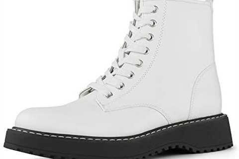 Hawkwell Women’s Combat Boots Side Zipper Lace up Ankle Booties