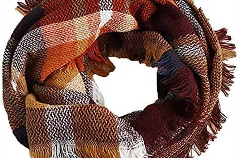 Wander Agio Womens Winter Head Hair Wraps Infinity Circle Scarves Warm Plaid Scarf