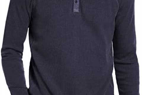 Angbater Mens Casual Henley Shirts Long Sleeve Waffle Henley Crew Neck Patchwork T-Shirt