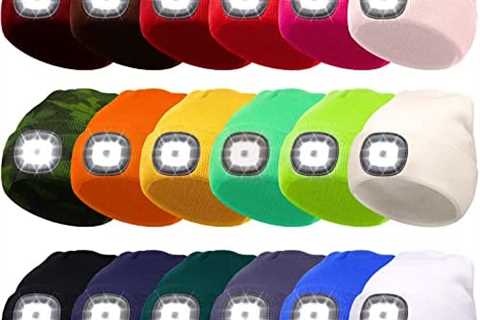 18 Pcs Unisex Beanie Hat with Light Bulk 4 LED Flashlight Beanie USB Rechargeable Headlamp Hat Hand ..