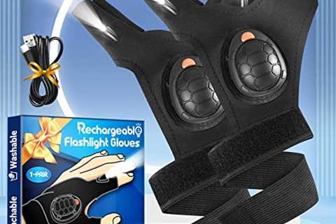 LED Flashlight Gloves with Lights – Rechargeable Finger Light Stocking Stuffers for Men Cool..