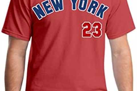 EAFANA Men’s New York Varsity Style T Shirt Red“23”Short Sleeve Vintage Design Soft Cotton Tee