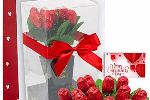 Chocolate Flower Bouquet | One Dozen Red Sweetheart Roses | Individually Wrapped in Foils Belgian..