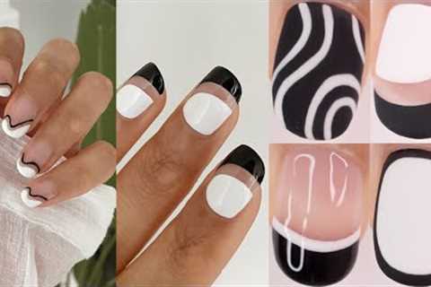 EASY NAIL ART DESIGNS  | black and white nails, beginner friendly, nail art compilation 2024