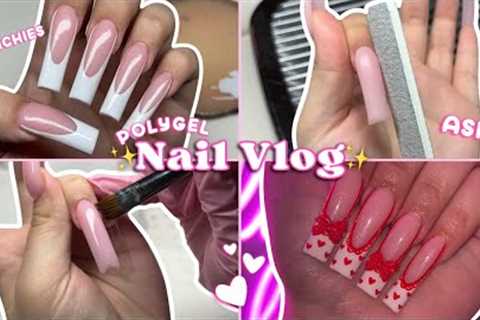 Red Hearts Polygel Nails❤️ Polygel Extension Nail Vlog | Nail Art ASMR