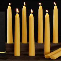 JONERAY Handmade Beeswax Taper Candles - 9 Hour Burn Time, Dripless & Smokeless