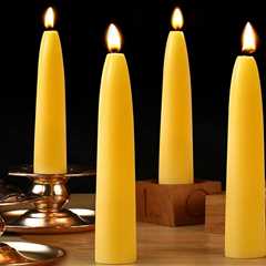 Natural 6 Pack Beeswax Taper Candles - Smokeless 8 Hour Burn for Home & Prayer