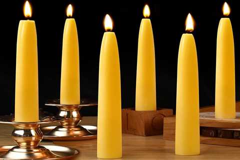 Natural 6 Pack Beeswax Taper Candles - Smokeless 8 Hour Burn for Home & Prayer